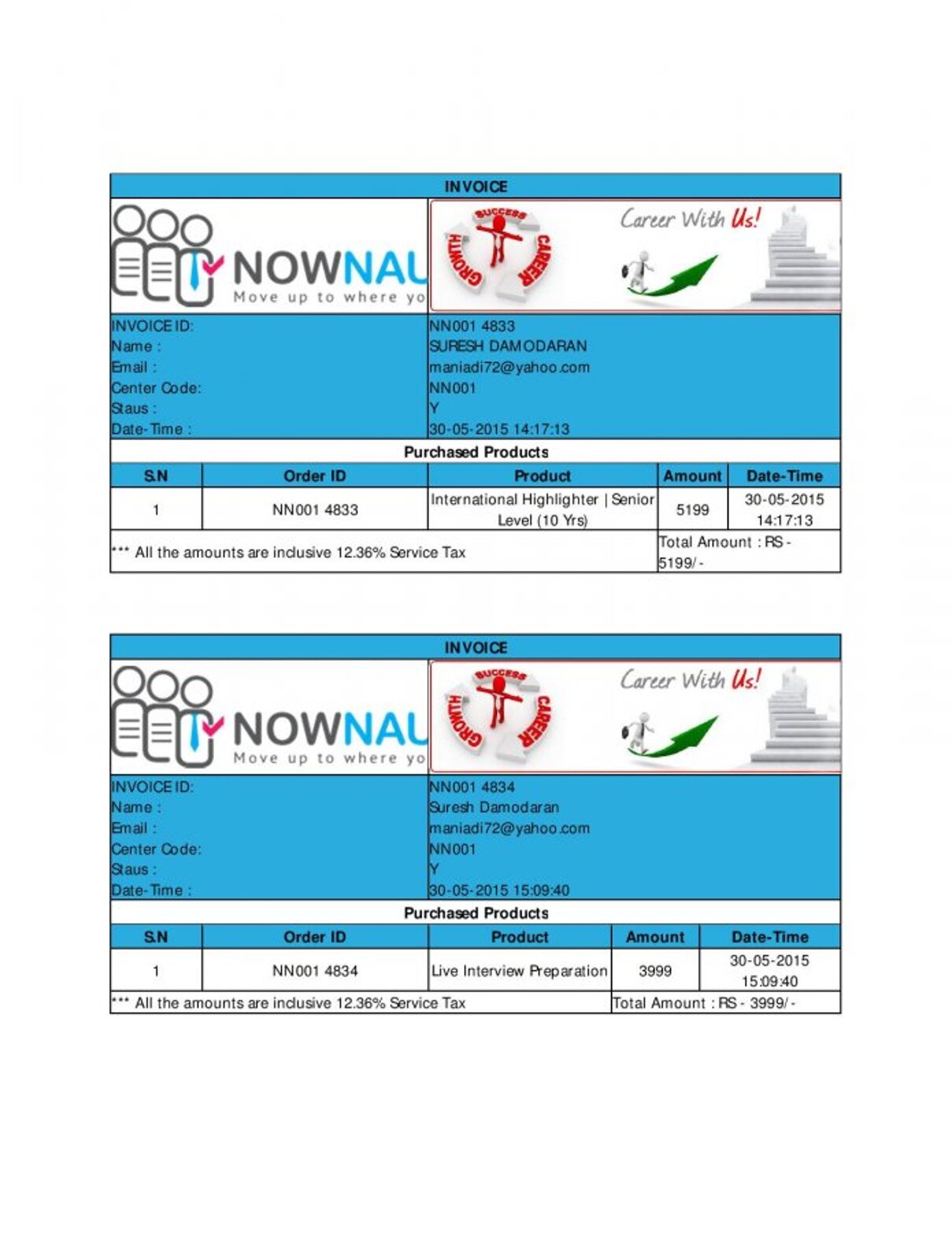 Complaint-review: Nownaukri.com - Refund money due to nownaukri cheat / fraud service, regular day call for new job regn. Photo #1